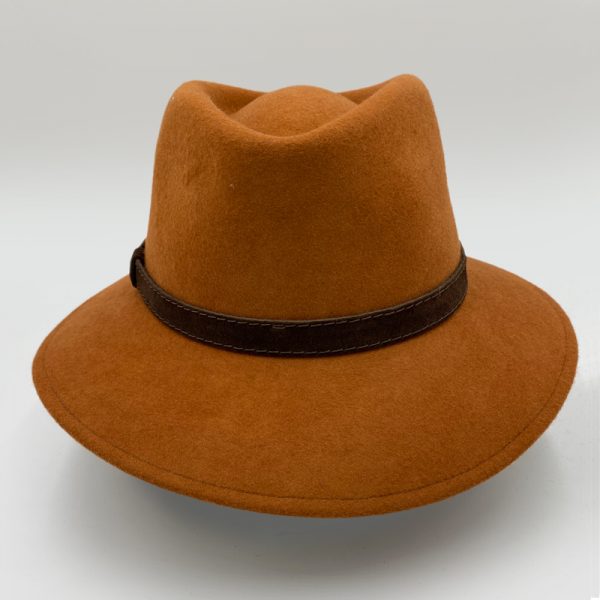 καπέλο μάλλινο tobacco female trilby feltwool leather AA9093