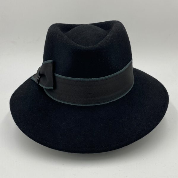 καπέλο μάλλινο μαύρο black female trilby feltwool AA9103
