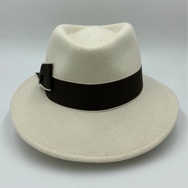 καπέλο μάλλινο εκρου ecru female trilby feltwool AA9103