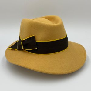 καπέλο μάλλινο ώχρα ocher female trilby feltwool AA9103