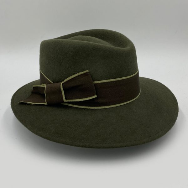 καπέλο μάλλινο λαδί olive female trilby feltwool AA9103
