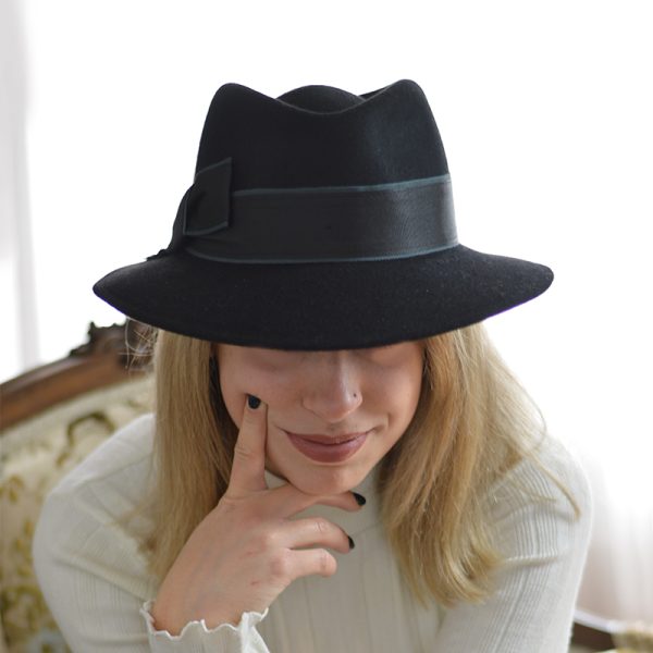 καπέλο μάλλινο black female trilby feltwool AA9103