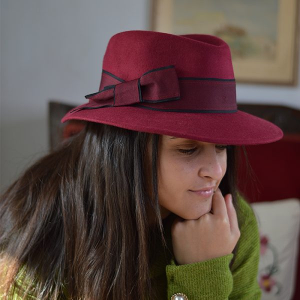 καπέλο μάλλινο bordeaux female trilby feltwool AA9103