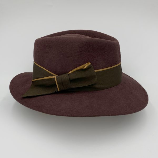 καπέλο μάλλινο καφέ brown female trilby feltwool AA9103