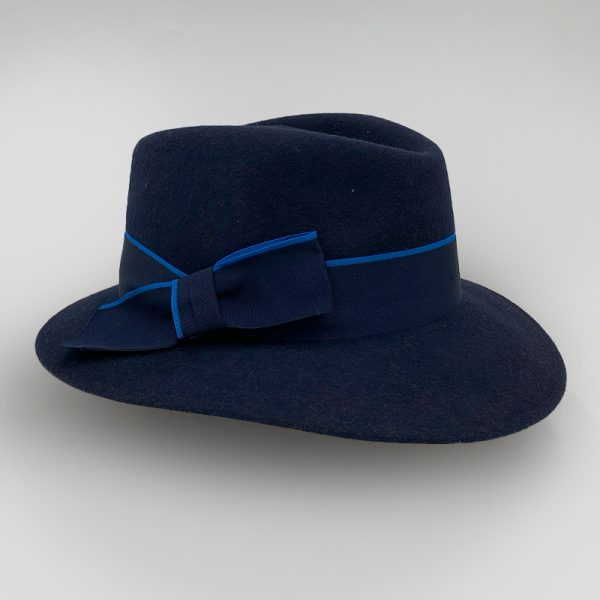 καπέλο μάλλινο μπλε σκουρο dark blue female trilby feltwool AA9103