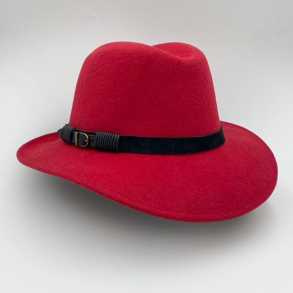 καπέλο μάλλινο κόκκινο felt wool Indy hat AA14112 RED