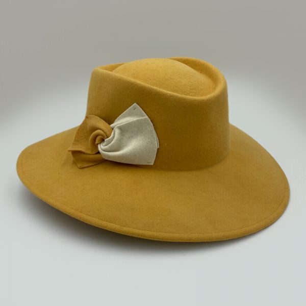 καπέλο μάλλινο ώχρα ochre gambler felt wool AA9096