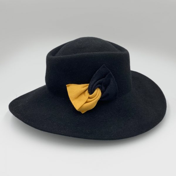 καπέλο μάλλινο μαύρο black gambler felt wool AA9096