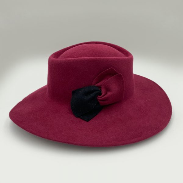 καπέλο μάλλινο μπορντώ bordeaux gambler felt wool AA9096