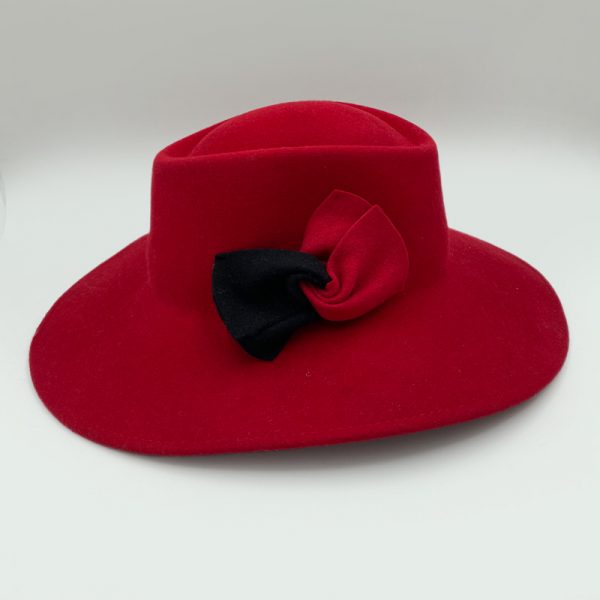 καπέλο μάλλινο κόκκινο red gambler felt wool AA9096