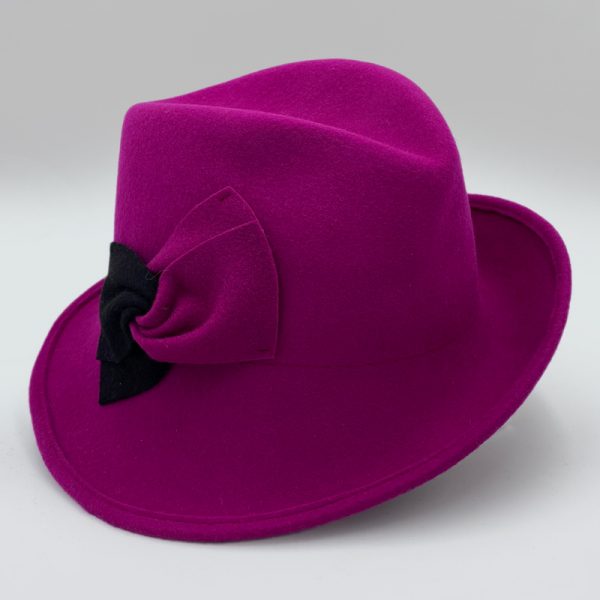 καπέλο μάλλινο φούξια fuchsia felt wool cloche AA9097