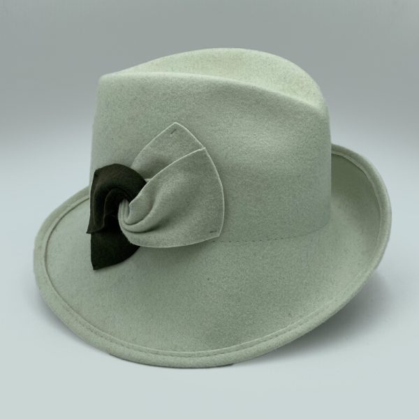 καπέλο μάλλινο vintage green felt wool cloche AA9097