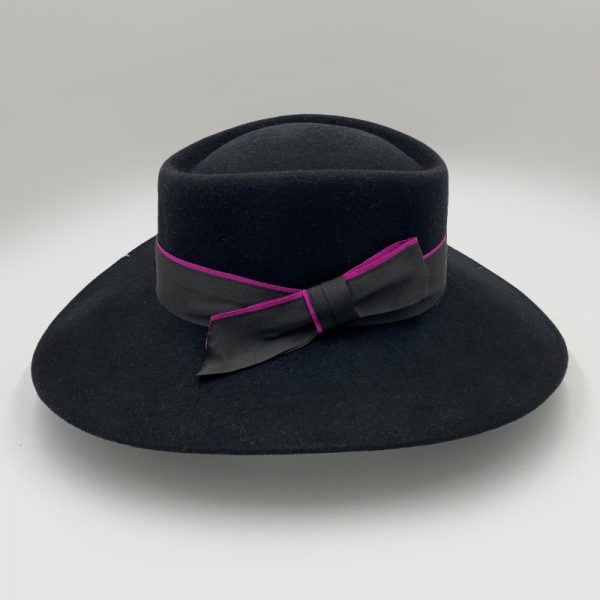 καπέλο μάλλινο μαύρο black feltwool bicolor ribbon AA9099
