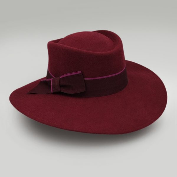 καπέλο μάλλινο μπορντώ bordeaux feltwool bicolor ribbon AA9099