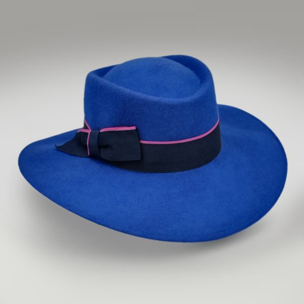 καπέλο μάλλινο royal blue feltwool bicolor ribbon AA9099