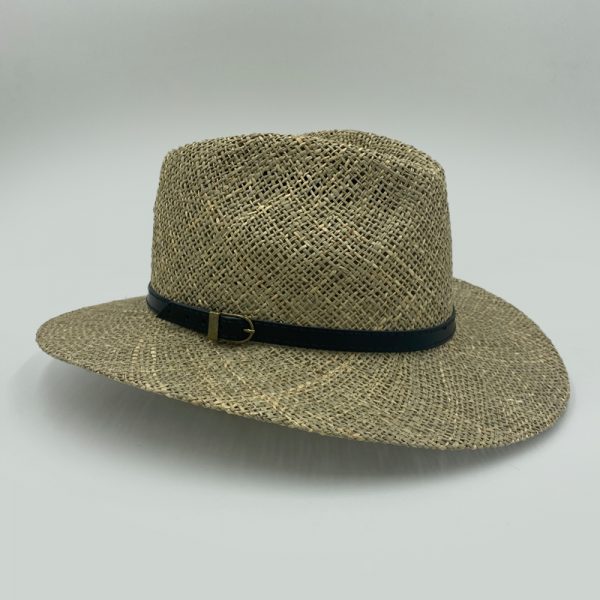 ψάθινο καλοκαιρινό καπέλο INDIANA BAKU LEATHER BELT HAT