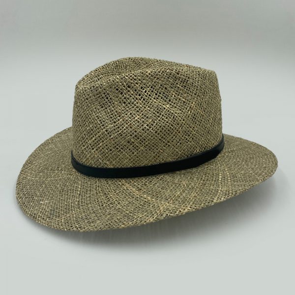 ψάθινο καλοκαιρινό καπέλο INDIANA BAKU LEATHER BELT HAT
