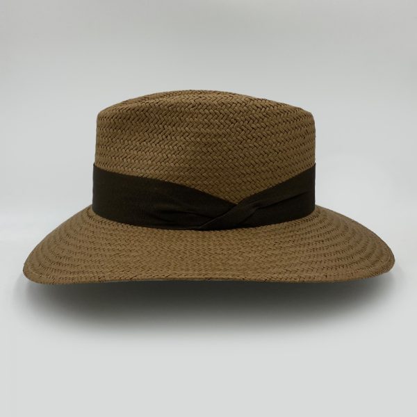 summer straw brown hat plantation hatband