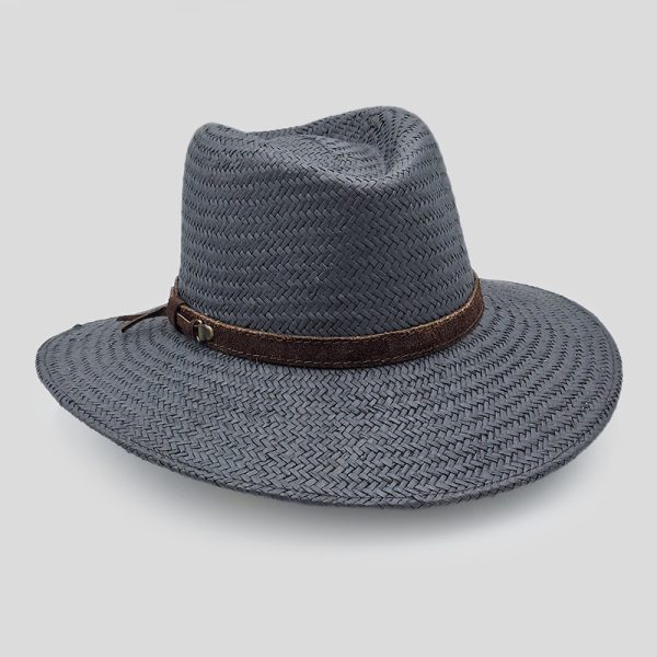 ψάθινο καλοκαιρινό καπέλο SUMMER STRAW HAT PLANTATION WIDE BRIMMED BLACK