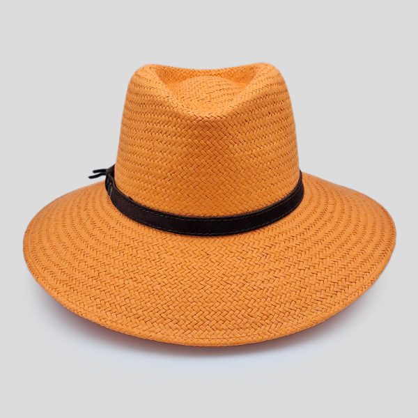 ψάθινο καλοκαιρινό καπέλο SUMMER STRAW HAT PLANTATION WIDE BRIMMED ORANGE