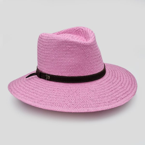 ψάθινο καλοκαιρινό καπέλο SUMMER STRAW HAT PLANTATION WIDE BRIMMED PINK