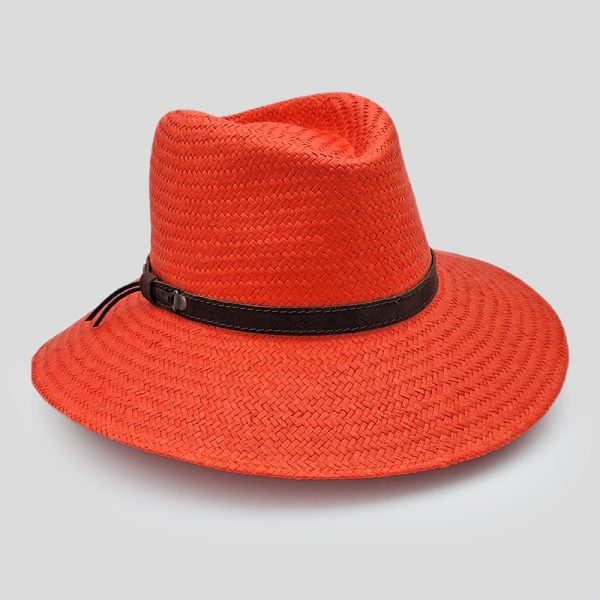 ψάθινο καλοκαιρινό καπέλο SUMMER STRAW HAT PLANTATION WIDE BRIMMED RED