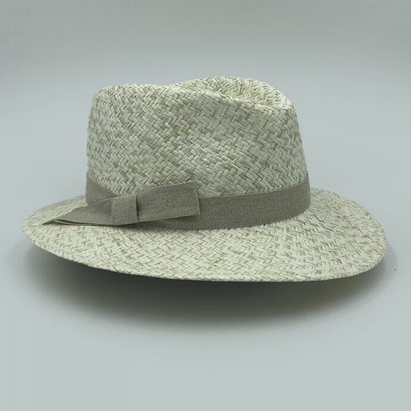 gray summer straw hat trilby