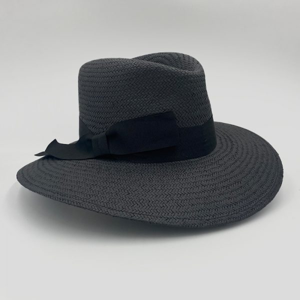 black summer straw hat plantation