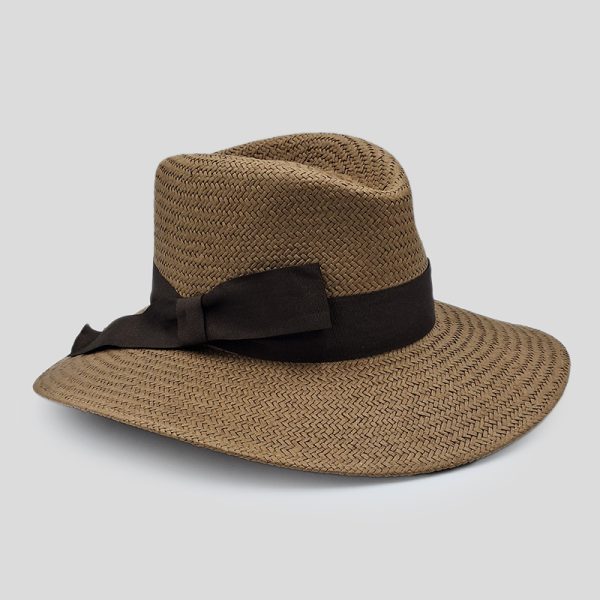 ψάθινο καλοκαιρινό καπέλο TEARDROP STRAW HATBAND BROWN