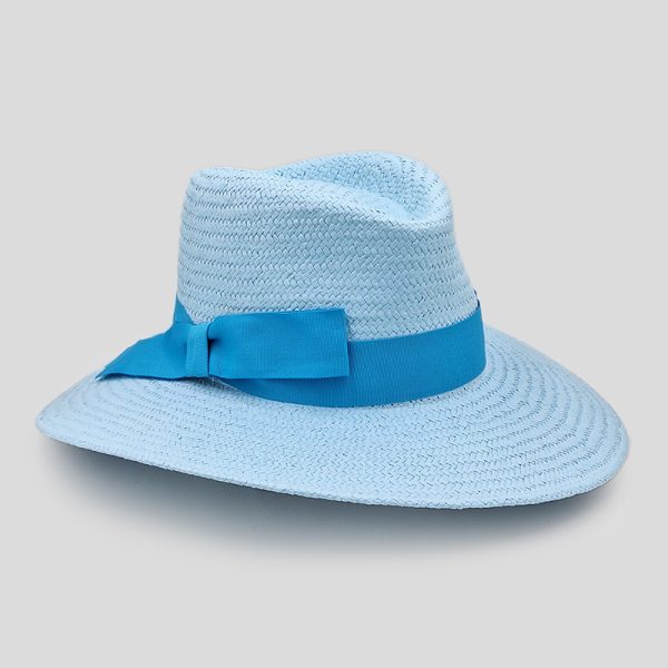 ψάθινο καλοκαιρινό καπέλο TEARDROP STRAW HATBAND LIGHT BLUE