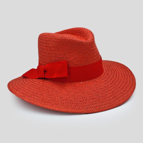 ψάθινο καλοκαιρινό καπέλο TEARDROP STRAW HATBAND RED