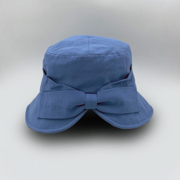 summer cotton cloche bow hat blue
