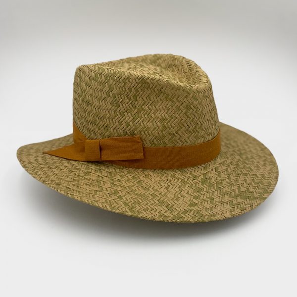 Ψάθινο καλοκαιρνό καπέλο PLANTATION BICOLOR STRAW LINEN HATBAND BROWN