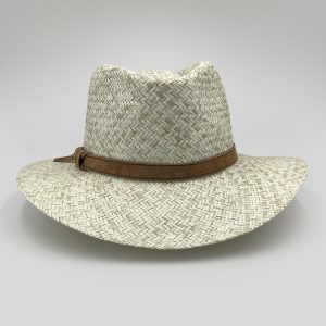 ψάθινο καλοκαιρινό καπέλο PLANTATION BICOLOR STRAW LEATHER BELT GRAY