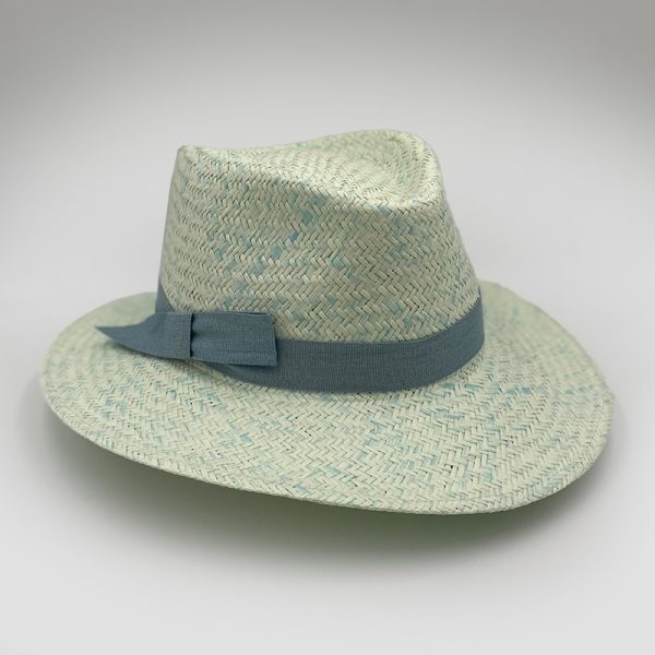 Ψάθινο καλοκαιρνό καπέλο PLANTATION BICOLOR STRAW LINEN HATBAND LIGHT BLUE