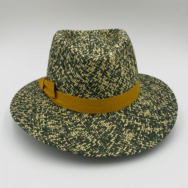 Ψάθινο καλοκαιρνό καπέλο PLANTATION BICOLOR STRAW LINEN HATBAND OLIVE