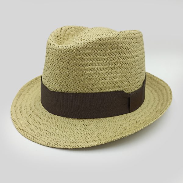 ψάθινο καλοκαιρινό καπέλο TRILBY LOW CROWN BEIGE