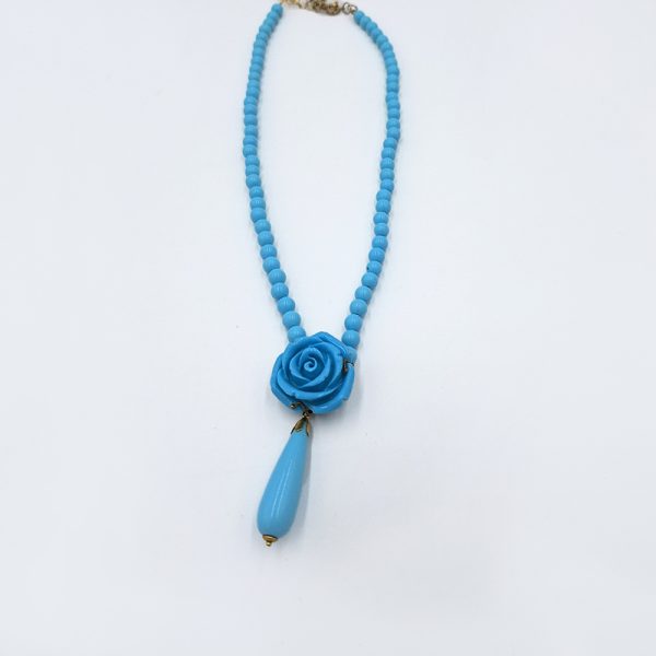 κολιέ Necklace with turquoise stones and rose n45 c