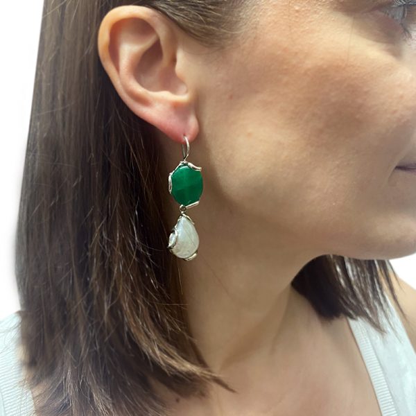 σκουλαρίκια earring with jade pearl e02