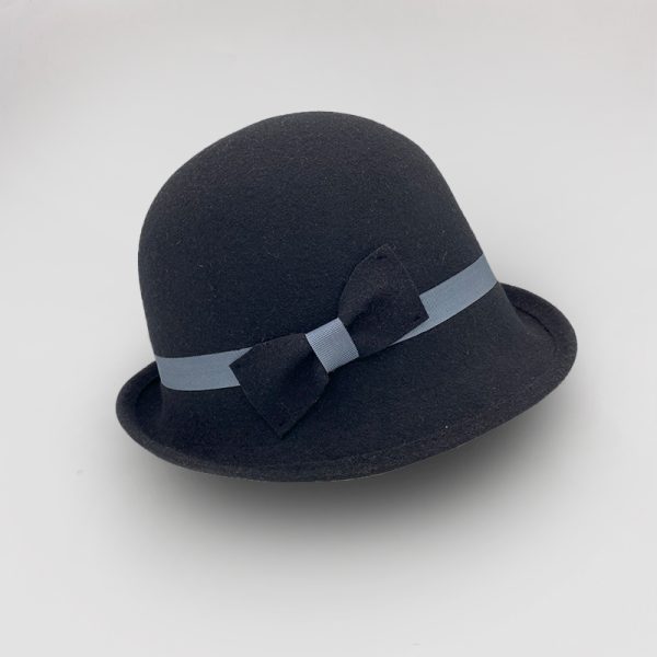 καπέλο μάλλινο μαύρο hat felt wool female AA9104 BLACK