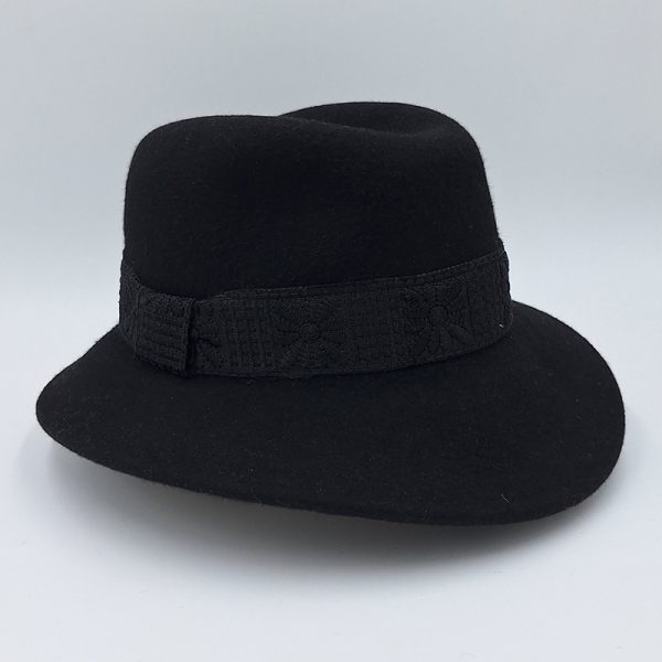 καπέλο μάλλινο μαύρο hat felt wool AA9144 BLACK