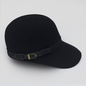 καπέλο μάλλινο μαύρο HAT FEMALE FELTWOOL JOCKEY black AA14044