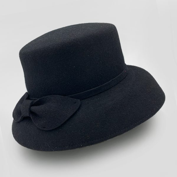 καπέλο μάλλινο μαύρο hat felt wool AA9145 BLACK