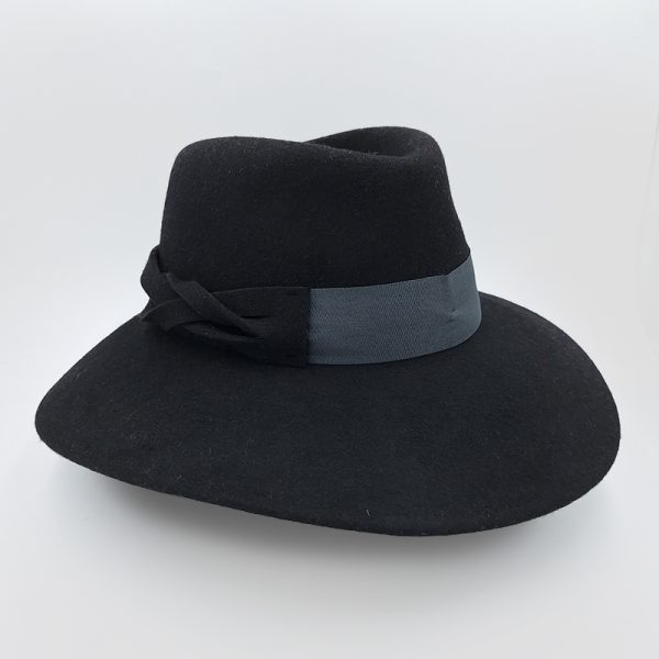 καπέλο μάλλινο μαύρο hat feltwool braid Black AA9149