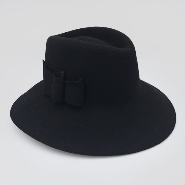 καπέλο μάλλινο μαύρο hat plantation feltwool bow black AA9156