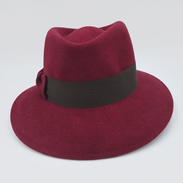 καπέλο μάλλινο μπορντώ trilby hat feltwool AA9147 BORDEAUX