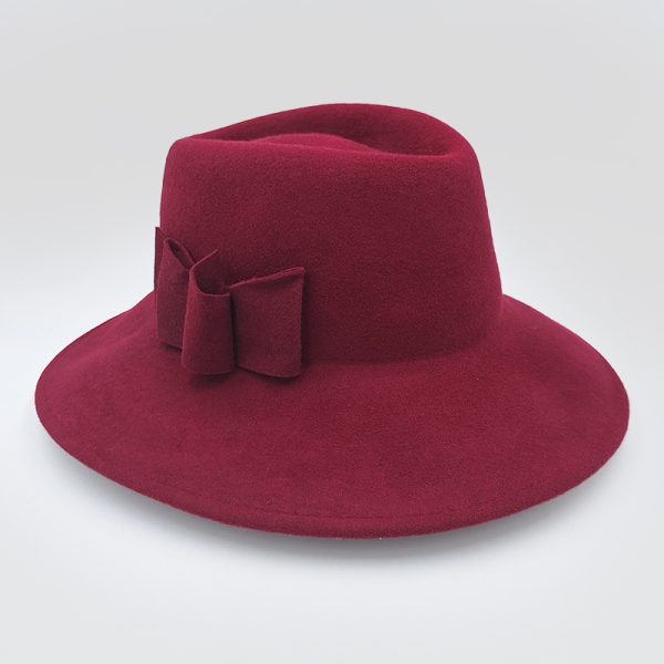 καπέλο μάλλινο μπορντώ hat plantation feltwool bow bordeaux AA9156