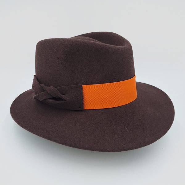 καπέλο μάλλινο καφέ trilby hat feltwool AA9147 BROWN