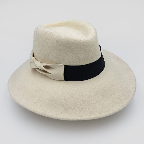 καπέλο μάλλινο εκρου hat feltwool braid AA9149