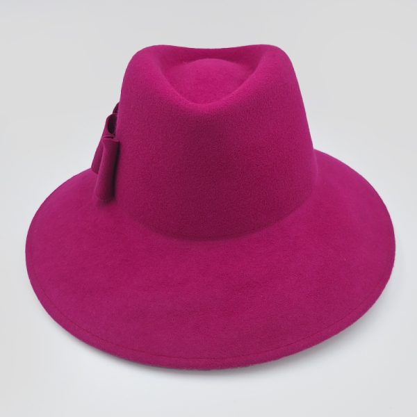 καπέλο μάλλινο φούξια hat plantation feltwool bow fuchsia AA9156